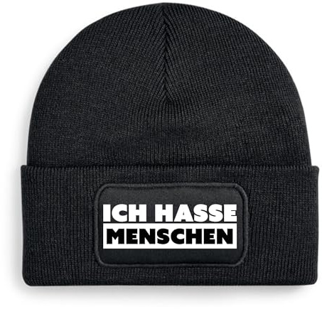 BOO Shirt Ich Hasse Menschen Mütze – lustige Beanie mit Spruch | Geschenkidee für Introvertierte, Sarkastische & Humorvolle