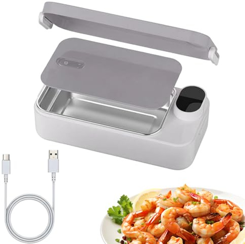 Générique Boîte Repas Électrique - Chauffe-Plat Portable Réchargeable | Boîte Chauffante pour Aliments avec Contenant en Acier Inoxydable - Pour, Adolescents, Adultes - Voyage, Bureau, École