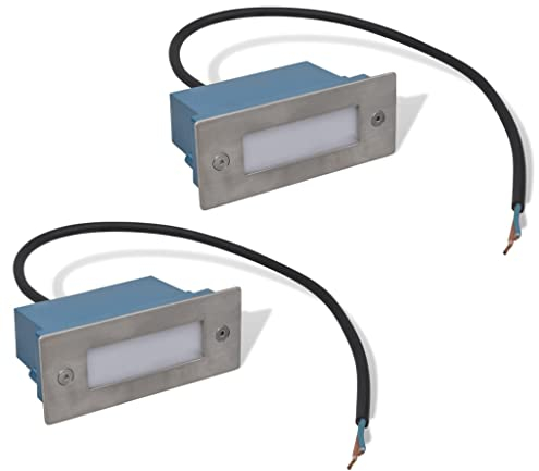 vidaXL 2X LED-Wandeinbauleuchte Treppenleuchte Edelstahl Stufenlicht 230V IP54