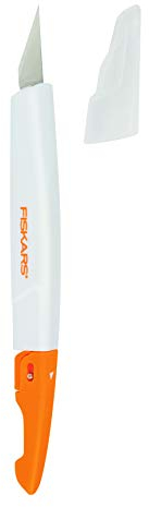 Fiskars Präzisions-Bastelmesser/Cutter, Gesamtlänge: 15,5 cm, Inkl. 1 Klinge Nr. 11, Qualitätsstahl/Kunststoff, Weiß/Orange, Premium, 1024386