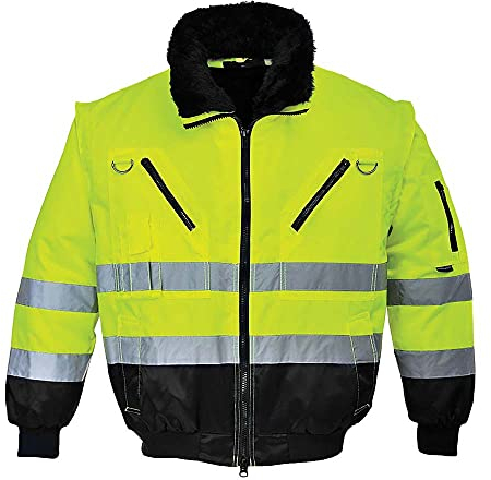 Portwest Hi-Vis Warnschutz 3-in-1 Pilotjacke, Größe: XXXL, Farbe: Gelb/Schwarz, PJ50YBRXXXL