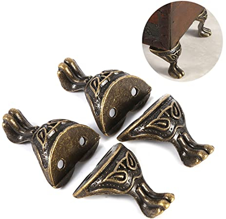 Garosa 4 Stücke Antike Messing Schmuck Geschenkbox Möbel Ecken Füße Dekoration Beine Eckenschutz Vintage Beschläge
