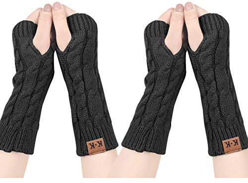 ECOMBOS Fingerlose Handschuhe Damen - Winter Armstulpen Handschuhe Damen Pulswärmer Strick Kurzer Gestrickte Halb Fingerlose Fäustlinge