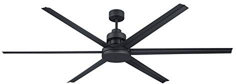Craftmade Mondo MND72FB6 72″ Black Ceiling Fan | 6‑Speed Reversible DC Motor | 6‑Blade Aluminum Blades | High Airflow 7,467 CFM | Light‑Kit Compatible | Damp‑Rated