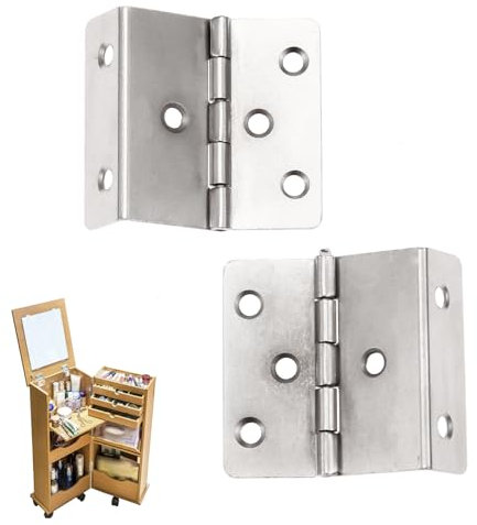 Yetaha 2PCS Vintage Hinges, Three Fold Retro Hinge with 12 Screws, Decorative Box Hinges for Door, Cabinets, Furniture, Vintage Jewelry Chest, Silver