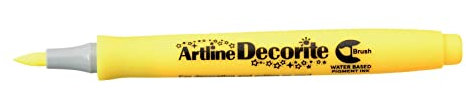 Artline 'Decorite' Yellow Brush Marker Pen for Card, Glass, Metal and Plastic