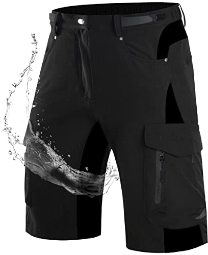 Wespornow Kurze Hosen Herren Cargo Shorts Herren mit 6 Taschen Arbeitshosen Männer Kurz Bermuda Wanderhose Fahrradhose Cargohose Chino Stretch Sommer Wandershorts MTB Hose (Schwarz, M)