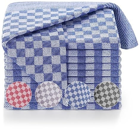 Blumtal 5er Set Premium Geschirrtücher - Hochwertige Geschirrhandtücher, 100% Baumwolle, Oeko-TEX® Zertifiziert, blau kariert, 50x70cm