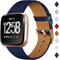 CeMiKa Leder Armband Kompatibel mit Fitbit Versa Armband/Fitbit Versa 2 Armband, Klassische Ersatz Lederarmband Kompatibel mit Fitbit Versa/Versa 2/Versa Lite/SE, Blau/Roségold