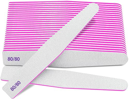 Nail Files 80/80 Grit, 12 Stück Nail File für Poly Nail Extension Gel Emery Boards Nail File für Acryl Nails Coarse Nail File für False Nails Maniküre Pediküre Tools für Home Salon
