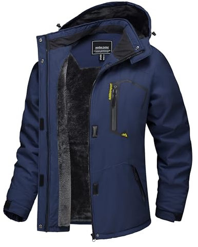 TACVASEN Damen Wasserdicht Fleece-Futter Winterjacke Arbeitsjacke Rahrradjacke Innenfutter Funktionsjacke Regen Coat Windbreaker, Marineblau, M