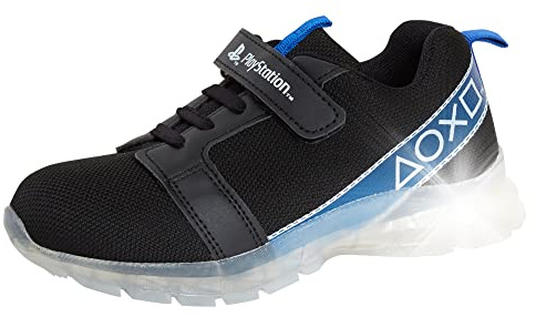 PlayStation Zapatillas Deportivas iluminadas Sony niños, Calzado Deportivo con Luces Intermitentes para Jugadores, Negro, 28 EU