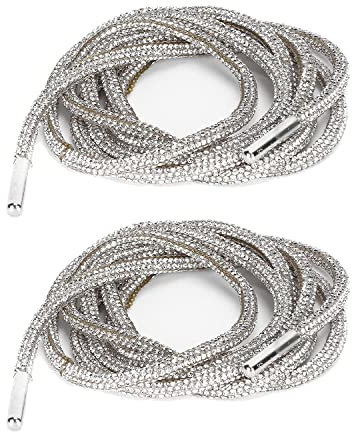 Hapivida 120cm Strass Glitter Corda, Scarpa Pizzo Cintura Abito Catena Squisito Lacci Ideale per Pantaloni Scarpe Decorazione (2 Pezzi)