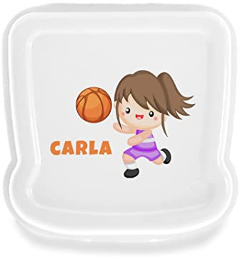 SAQUITOMAGICO Sandwichera/Fiambrera Personalizada con Nombre y/o Texto Opcional.Diferentes diseños a Elegir (BALONCESTO CHICA)