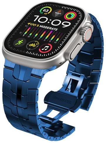 WINGLE 49mm 46mm 45mm 44mm 42mm(series 3 2 1) for Apple Watch Straps,Stainless Steel Strap Metal Replacement Band for iWatch Ultra 3/Ultra 2 1, Series 11/10/9/8/7/6/5/4/3/2/1/SE, Blue