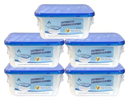 ACCURATE 500ml Interior Dehumidifier Pack of 5 | Condensation Remover Moisture Absorber | Dehumidifiers for Damp | Mould | Moisture in Home,Kitchen, Wardrobe, Office, and Basement (PACK OF 5)