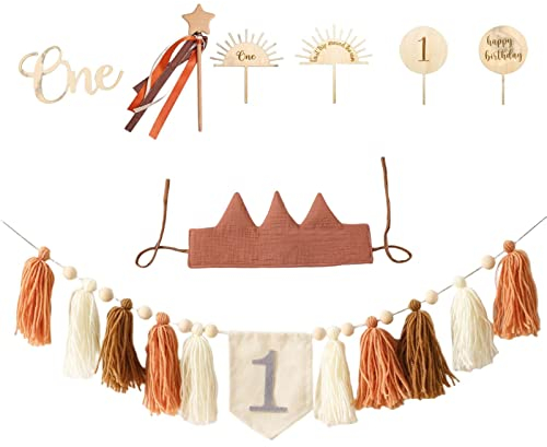 Pewell Erster Geburtstag Hochstuhl Banner | Tüll Girlande Party Thema Pull Flag zum ersten Geburtstag - Partydekorationen zum 1. Geburtstag für Babys und Jungen