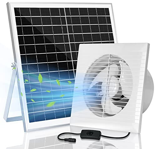 blessny Ventilateur d'échappement à énergie solaire, panneau solaire de 20 W + ventilateur d'aération de 20,3 cm pour serre extérieure, poulailler, abri de jardin, niche pour animaux domestiques