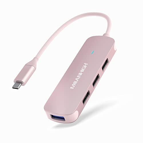MEANHIGH USB Hub 4-Port per Laptop USB 3.0/2.0 Multiple USB Port Expander Dongle per MacBook, Surface Pro, XPS, PC, Flash Drive, Mobile HDD
