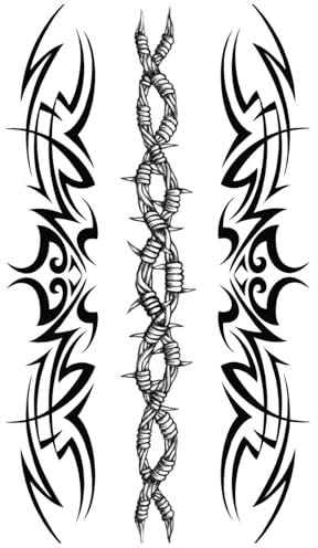 x3 Petit Tatouage Éphémère bracelet tribal - 1 Feuille de tatouage temporaire maori | Poignet, épaule, cou, cheville, main, jambe | Noir | Homme, Femme - TATTOO YOUR STYLE