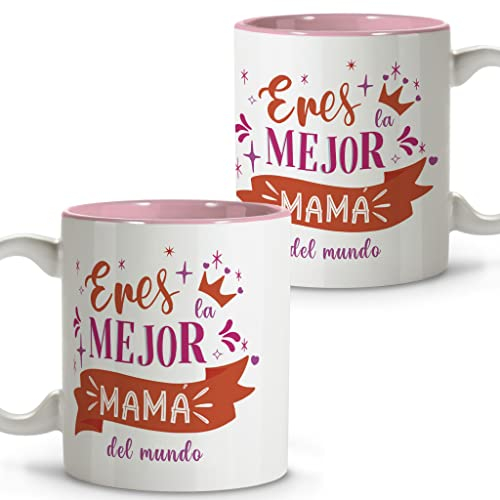 LolaPix Tazas Desayuno Originales. Tazas originales para regalar. Taza Ceramica 330 ml. Regalos con Frases. Dia de la Madre. Taza Mejor mamá