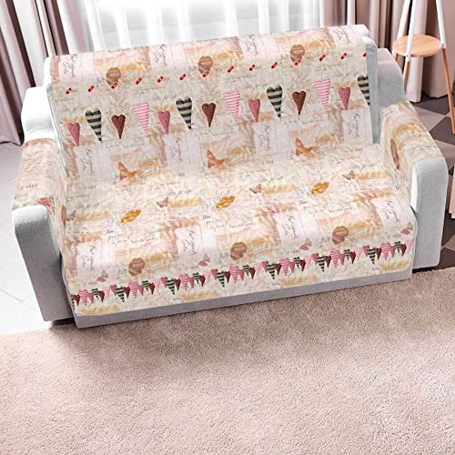 la biancheria di casa - Digy copridivano Antiscivolo Idrorepellente Stampato - 3 posti, Dis. 1 Cuori Patch