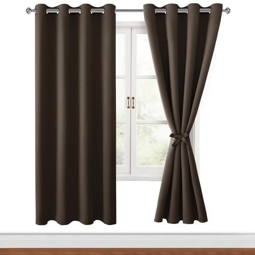 Hiasan Verdunklungsvorhänge Gardinen mit Ösen,Braun Blickdicht Vorhänge,2 Stück,140 x 175 cm (Breite x Höhe),weiche Schiebevorhänge für Schlafzimmer,Wohnzimmer usw.