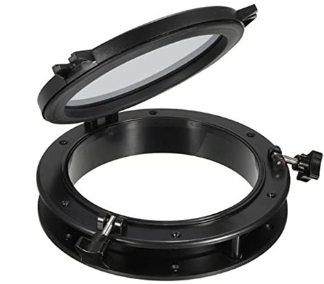 PRATYAHARA Black Round Portholes Plastic Hatches Port Lights Opening Window 8 Inch 21cm(21.5cm) Marine Boat RV SFPP1-01 SFPP2-01