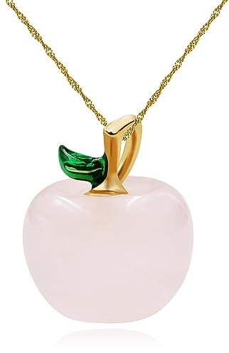Uloveido Schmuck-Set aus Naturstein, Halbedelstein, Frucht, Apfelform, für Damen, niedliche Apfel-Ohrringe und Halskette, Geschenk für Lehrer, One size, Stein, Kein Edelstein