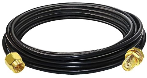 Maswell Câble coaxial équivalent LMR200 de 5 m, 50 Ohm à Faible Perte SMA mâle vers SMA Femelle pour 5G 4G+ LTE WiFi Cellulaire GPS GNSS Routeur Antenne Externe extérieure (Pas pour TV)