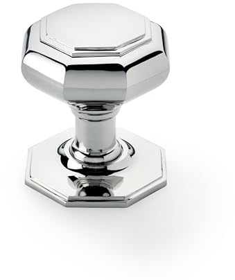 AB Hardware 110mm Very Large Polished Chrome Octagonal Centre Door Knob
