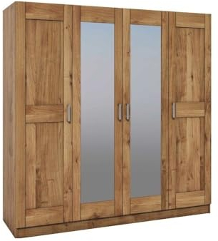 möbelando Kleiderschrank >Rad-I< in naturfarben aus Teilmassiv - 202x205x60cm (BxHxT)