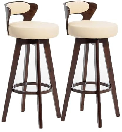 Barhocker 2er Set Barstuhl Tresenhocker 360° schwenkbar Küchenstühle Bistrohocker mit Rückenlehne for Küche/Hausbar, Sitzhöhe 85cm (Color : Beige 2)