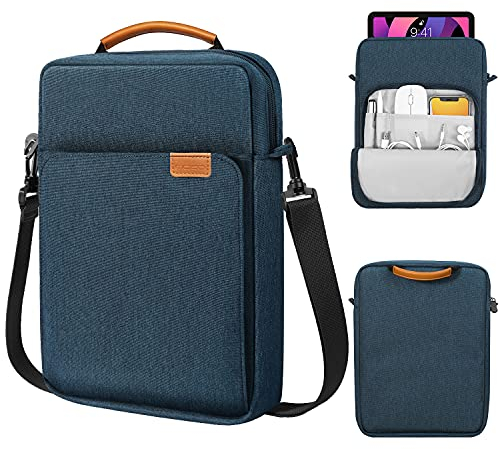 MoKo 15 Pulgada Funda Portátil con Bandolera y Asa, Funda Protectora Anti-rasguños Compatible con MacBook Air 15 M2 2023, MacBook Pro 14 M2 2023, Galaxy Tab S9 Utra 14.6 2023, Añil