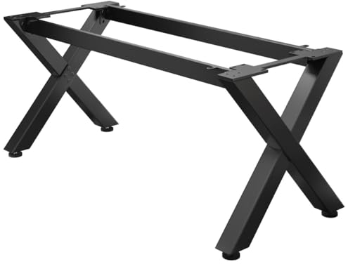 GGMMÖBEL Juana | Tischbeine Metall Schwarz | 2 Stück X Form Tischkufen mit 2 x Verbinder | L: B: H: 179 x 80 x 73cm | Möbelkufen für Schreibtisch, Esstisch
