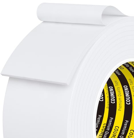 COUMENO EVA Einseitig Dichtungsband Selbstklebend 50 mm x 3m, 3 mm dick, Weißes Schaumstoff Klebeband für Türen/Fenster, Moosgummi Selbstklebend Zugluftstopper Gegen Kalte Zugluft/Schalldichter