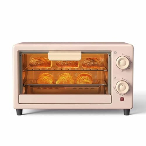 WENNEWU Mini Horno EléCtrico Vintage, Horno De CoccióN, Alitas De Pollo Asadas De Cocina 10l, Horno PequeñO Multifuncional para El Hogar, MáQuina para Asar Pizza Y Desayuno,Rosado