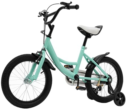 HPDTZ Kinderfahrrad 16 Zoll für Kinder Fahrrad 105-135cm Kohlenstoffstahl Rahmen Gummi Reifen (Grün)