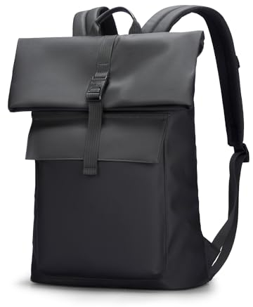 MS Rolltop Rucksack, 16L-22L für 15,6 Zoll Laptop, Rucksack Wasserdicht Leichter Freizeitrucksack, Business Laptop Rucksack für Damen Herren