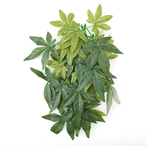 Yctze Grandes Plantes Artificielles Vertes pour Aquarium et Terrarium de Reptiles, Fausses Feuilles Décoratives pour Aquarium, Ornements en Plastique Exo Terra, Adaptés à