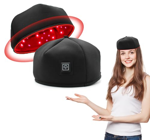 Rot & InfrarotTherapie für Haarwachstum und Schmerzlinderung 660nm 850nm Therapiemütze LED Infrarottherapie Rotlichtlampe für Haarausfall Schmerz Nachwachsen der Haare(Schwarzes Plug-In)