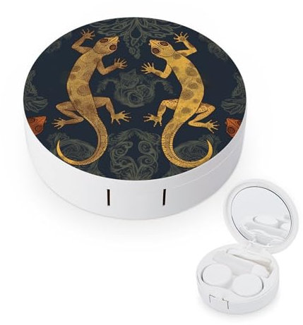 YHEGBFD Spectacle Case,Gecko Lizards Contact Lens Case,portable Contact Lens Case,contact Lens Box with Mirror