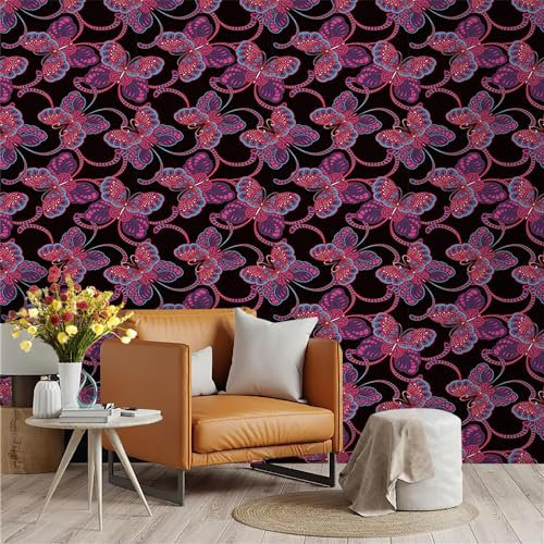 Wallpaper Black Purple Pink Sticky Wallpaper Non Woven Self Adhesive Wallpaper Bathroom Wallpaper Peel and Stick Wallpaper Kitchen Wallpapers Wall Paper Art Deco Wallpaper 45x600cm