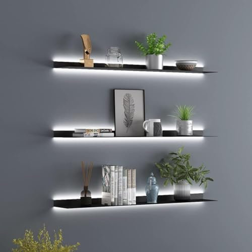 FCYNNV Wandregal Schwebende Regale Lichtemittierende Regale, Wandbehang Kreatives Bücherregal Schwebende Wandregale Eingebautes Beleuchtetes LED-Licht, 80CM