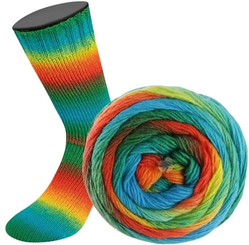 LANA GROSSA Meilenweit Color Mix | Merino-Dochtgarn mit Farbverlauf für Socken, waschfest | Handstrickgarn aus 75% Schurwolle & 25% Polyamid | 100g Wolle zum Stricken & Häkeln | 400m Garn FB8014