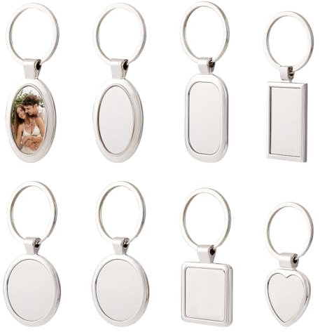 PH PandaHall 12pcs 6 styles Porte Clés Vierges Par Sublimation Porte Clés en Métal à Transfert de Chaleur Panneau Vierge pour Bricolage Fabrication de Pendentifs de Bijoux