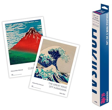 Grupo Erik Poster Hokusai Set 2 Stück Kunstdruck - Deko Wohnzimmer oder Deko Schlafzimmer - Deko Zimmer - Größe 38 x 52 cm - Offizielle Lizenz