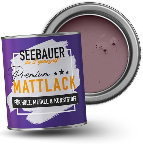 SEEBAUER diy Mattlack Violett 375ml für Innen & Außen (No. 955 Plum Cake) Möbelfarbe ohne Schleifen - Hybrid-Lack für Holz, Metall, Kunststoff - Holzlack, Möbellack hohe Deckkraft