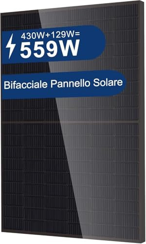 AUSTA Bifacciale Pannello Solare 440W Monocristallino Pannello Fotovoltaico, Per Impianto Fotovoltaico Completo, Impianto Solare da Balcone, Per Tetto Inclinato, Balcone, Tetto Piano