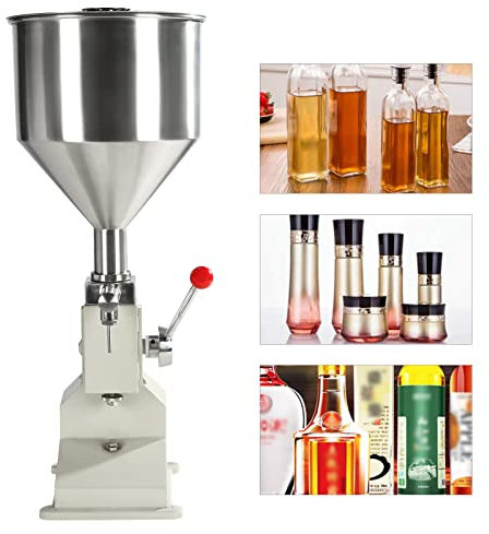 Manuelle Flüssigkeitsabfüllmaschine aus Edelstahl, Flaschenfüller 5-50 ml für Pastencremekosmetik, Lipgloss-Maschine, Flüssigkeitsabfüllmaschine, Flaschenabfüllmaschine, sicher und zuverlässig, Silb